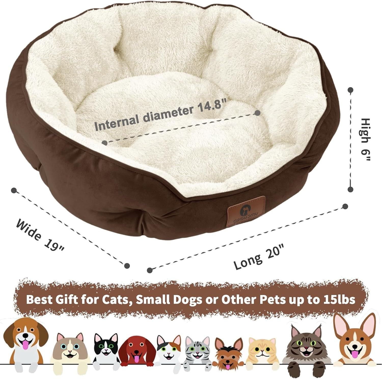 Cozy Small Pet Bed for Dogs & Cats with Extra Soft and Water-Resistant Bottom